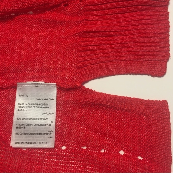 Alfani Red Lace Knit Linen Long Sleeve Cardigan XSP Extra Small Petite XS - Picture 6 of 9